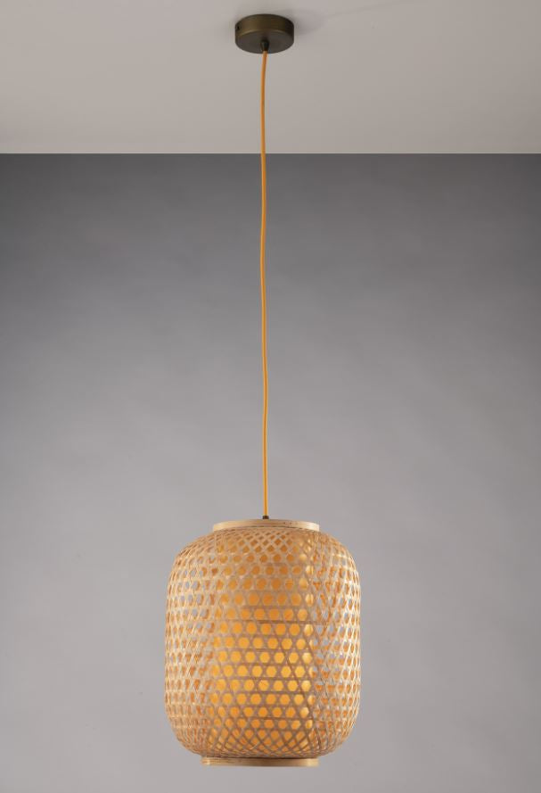 Sospensione in bambù naturale diffusore termoplastica cavo tessuto ocra varie dimensioni 1XE27 non incl. ZEN Sospensione in bambù naturale diffusore termoplastica cavo tessuto ocra varie dimensioni 1XE27 non incl. ZEN